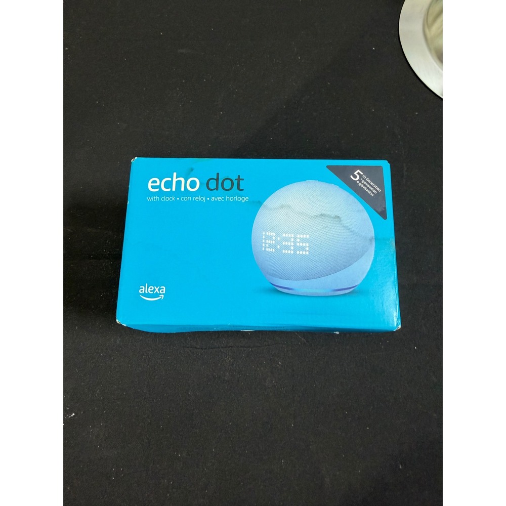 Amazon Echo Dot 5th Gen With Clock Cloud Blue New Smart Speaker Alexa C4E8S3